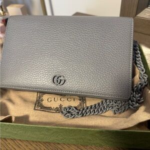 Gucci grey Leather Chain Bag with mirror